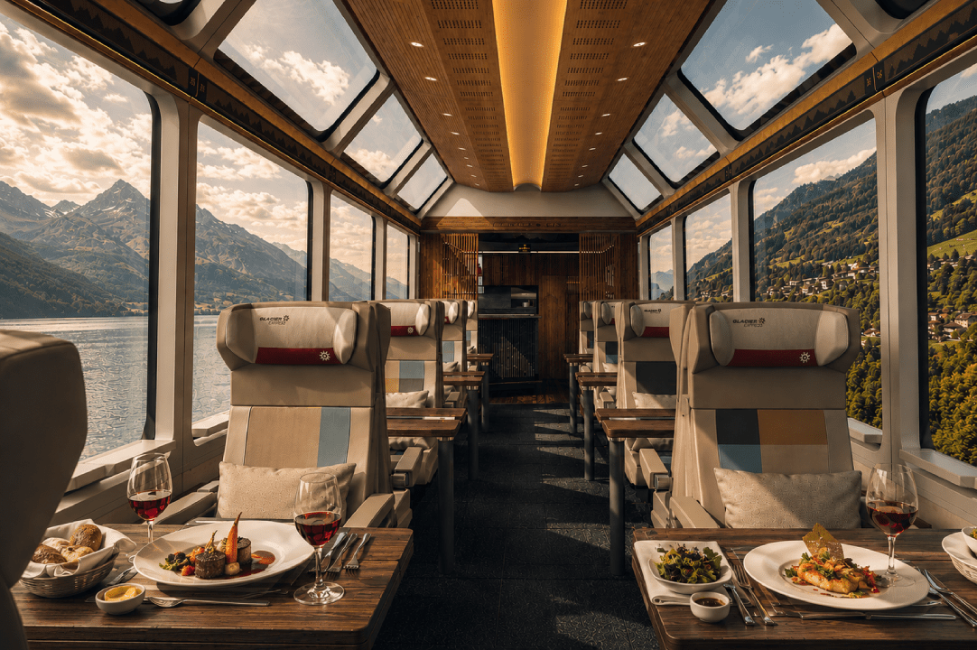 Scenic train journey through Switzerland